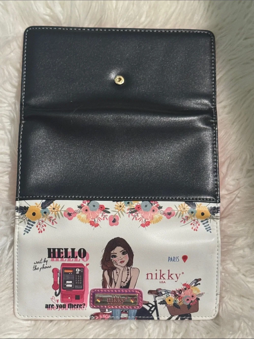 Nikky USA White, Black, Pink Graphic Flap Wallet